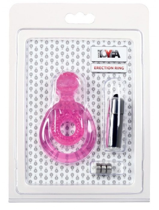 Розовая вибронасадка со стимулятор клитора   Язычок - Toyfa Basic - в Севастополе купить с доставкой