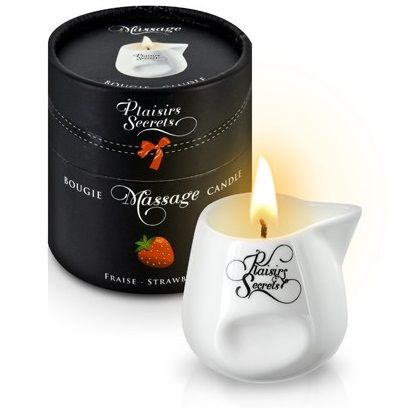 Массажная свеча с ароматом клубники Bougie de Massage Gourmande Fraise - 80 мл. - Plaisir Secret - купить с доставкой в Севастополе