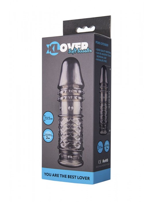 Дымчатая закрытая насадка ToyFa XLover с чешуйками и пупырышками - 13,5 см. - ToyFa - в Севастополе купить с доставкой