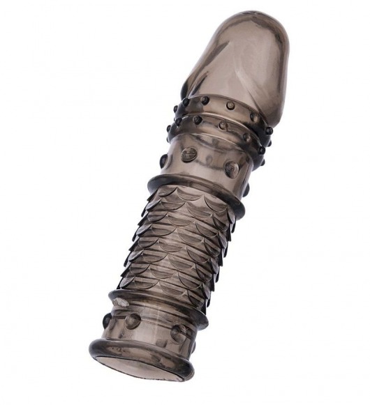 Дымчатая закрытая насадка ToyFa XLover с чешуйками и пупырышками - 13,5 см. - ToyFa - в Севастополе купить с доставкой