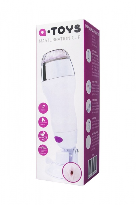 Мастурбатор-вагина в белой колбе с присоской и функцией нагрева - A-toys - в Севастополе купить с доставкой