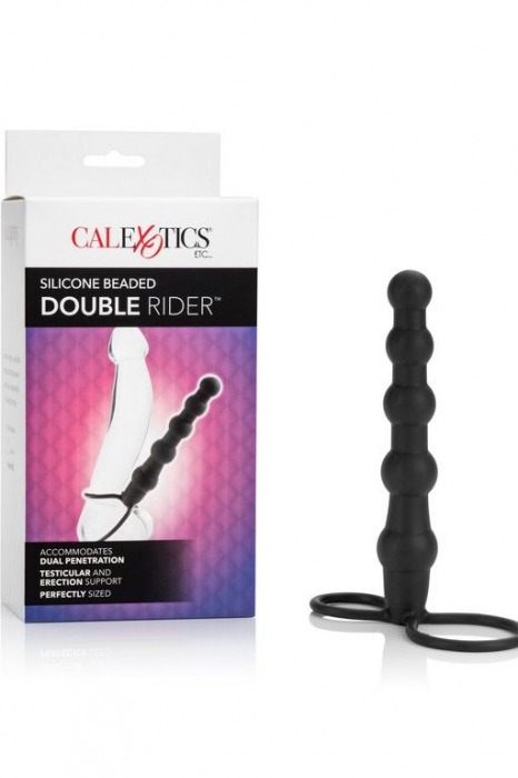 Насадка на пенис для двойного проникновения Silicone Beaded Double Rider - 14 см. - California Exotic Novelties - в Севастополе купить с доставкой