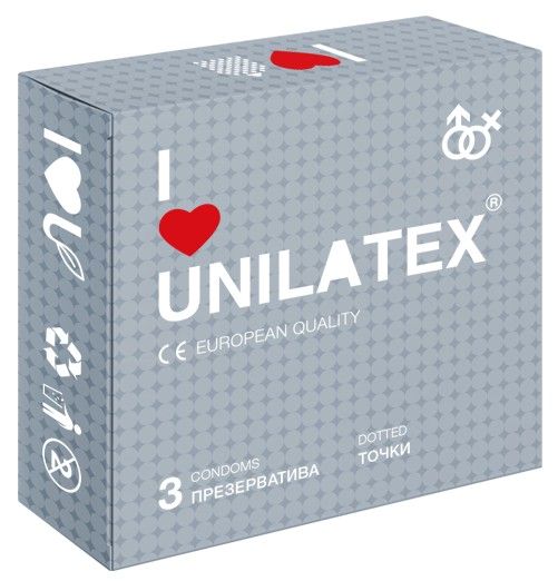 Презервативы с точками Unilatex Dotted - 3 шт. - Unilatex - купить с доставкой в Севастополе