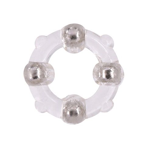 Эрекционное кольцо с 4 бусинами MENZSTUFF STUD RING CLEAR - Dream Toys - в Севастополе купить с доставкой