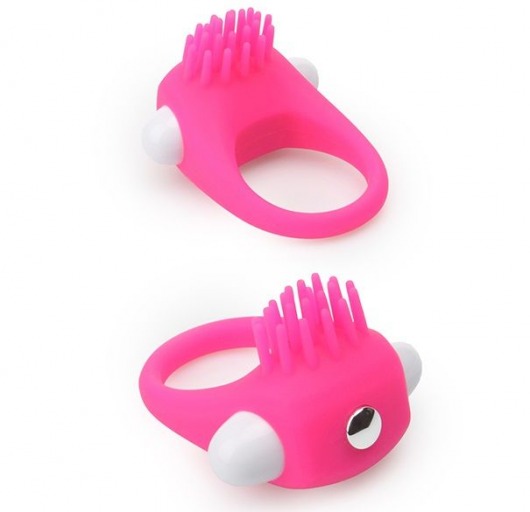 Розовое эрекционное кольцо с щеточкой LIT-UP SILICONE STIMU RING 5 - Dream Toys - в Севастополе купить с доставкой