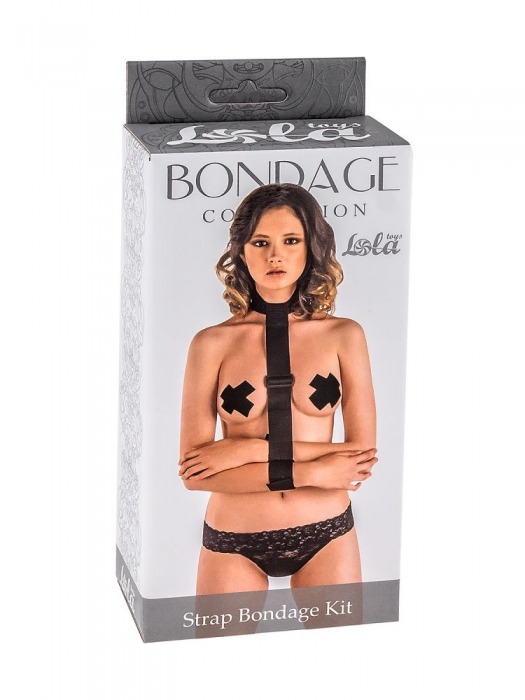 Ошейник с длинной лентой и наручниками Strap Bondage Kit Plus Size - Lola Games - купить с доставкой в Севастополе