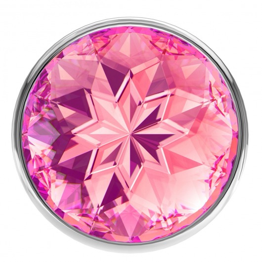 Малая серебристая анальная пробка Diamond Pink Sparkle Small с розовым кристаллом - 7 см. - Lola Games - купить с доставкой в Севастополе