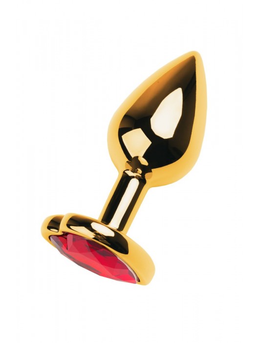 Золотистая анальная пробка с кристаллом-сердцем - 7,5 см. - ToyFa - купить с доставкой в Севастополе