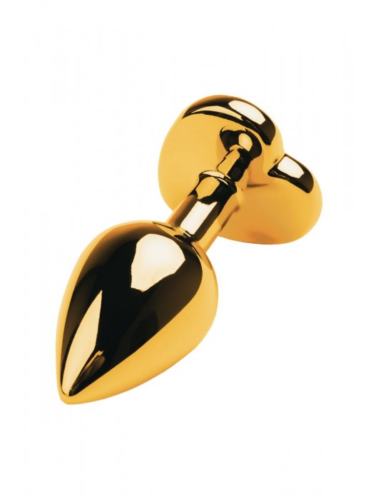 Золотистая анальная пробка с кристаллом-сердцем - 7,5 см. - ToyFa - купить с доставкой в Севастополе