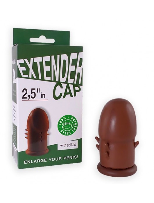 Коричневый латексный удлинитель пениса 2.5 in с шипиками - Sitabella - в Севастополе купить с доставкой