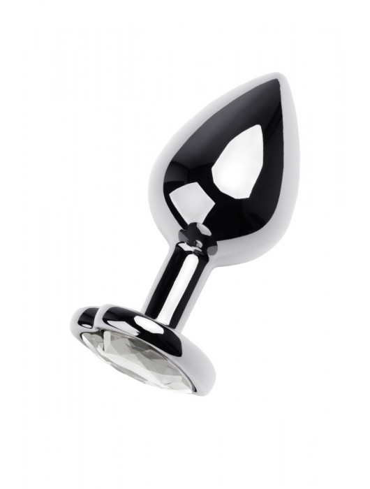 Серебристая анальная пробка с прозрачным кристаллом-сердцем - 8 см. - ToyFa - купить с доставкой в Севастополе