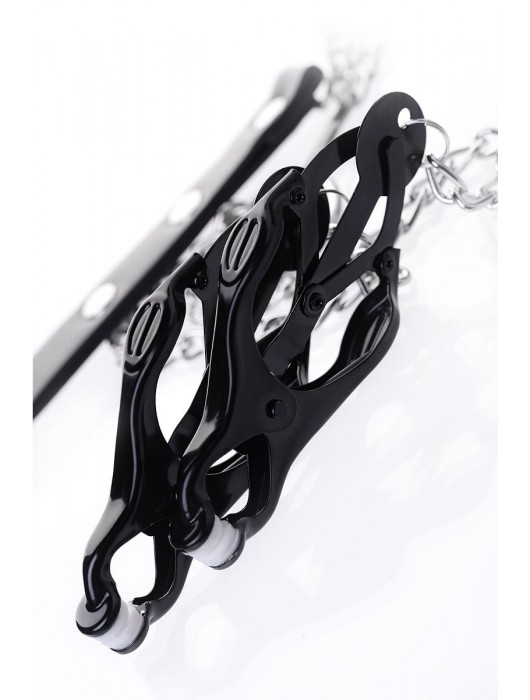 Черно-серебристые зажимы для сосков с кольцом для пениса TOYFA Metal - ToyFa - купить с доставкой в Севастополе