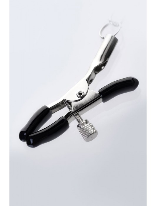 Серебристо-чёрные зажимы для сосков с кольцом для пениса TOYFA Metal - ToyFa - купить с доставкой в Севастополе